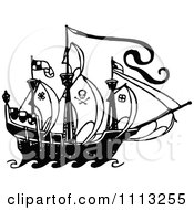 Poster, Art Print Of Black And White Pirate Ship 1