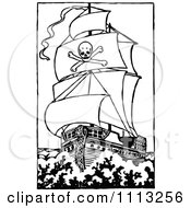 Poster, Art Print Of Black And White Pirate Ship 2