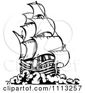 Clipart Black And White Pirate Ship 3 Royalty Free Vector Illustration by Prawny Vintage