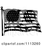 Poster, Art Print Of Vintage Black And White Waving American Flag