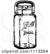 Clipart Vintage Black And White Canning Jar Royalty Free Vector Illustration