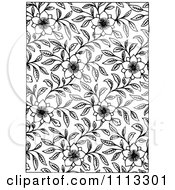 Clipart Background Of Flowers And Vines In Black And White Royalty Free Vector Illustration