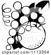 Poster, Art Print Of Retro Black And White Logo Of Grapes And An Apple Or Orange