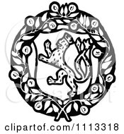 Clipart Vintage Black And White Leopard Coat Of Arms Royalty Free Vector Illustration