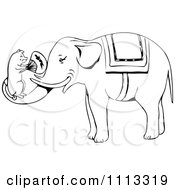 Poster, Art Print Of Vintage Black And White Mouse Fanning An Elephant