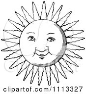 Poster, Art Print Of Vintage Black And White Sun Face