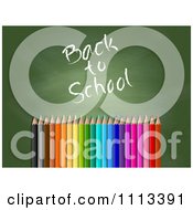 Poster, Art Print Of 3d Colored Pencils Over A Chalkboard With Back To School Text