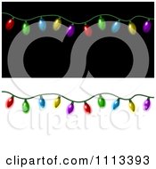 Poster, Art Print Of Borders Of Colorful Christmas Lights On Black And White