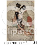 The Asian Courtesan Michinoku With Attendant Clipart Picture by JVPD