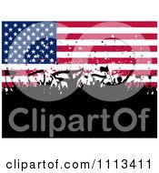 Poster, Art Print Of Silhouetted Cheering Crowd Against An American Flag