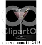 Clipart Pink Gin Cocktail And Olive On Black Royalty Free Vector Illustration