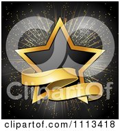 Poster, Art Print Of Black And Gold Star With A Ribbon Banner