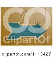 Clipart Blue Arrow Sign On A Wood Paneled Wall Royalty Free Vector Illustration by elaineitalia