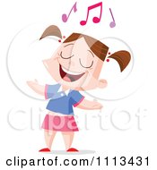 Girl Singing Under Music Notes