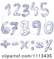 Blue Ink Doodled Numbers And Math Symbols