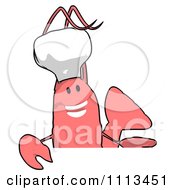 Clipart Happy Chef Shrimp Holding A Sign 2 Royalty Free CGI Illustration by Julos
