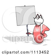 Clipart Happy Chef Shrimp Holding A Sign 3 Royalty Free CGI Illustration by Julos