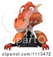 Clipart 3d Red Business Dragon Holding A Sign 2 Royalty Free CGI Illustration by Julos