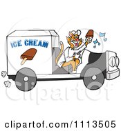 Ginger Cat Holding A Fudgesicle And Driving An Ice Cream Truck