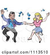 Clipart Retro Rockabilly Couple Jive Dancing Royalty Free Vector Illustration by LaffToon