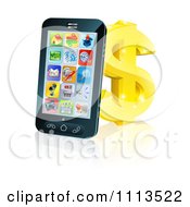 Poster, Art Print Of 3d Cell Phone Leaning On A Golden Dollar Symbol