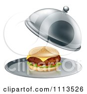 Poster, Art Print Of 3d Thick Cheeseburger On A Platter