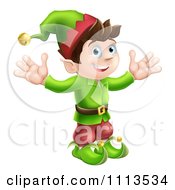 Poster, Art Print Of Happy Male Christmas Elf With Open Arms