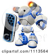 Poster, Art Print Of 3d Rogi Robot Facing With A Shield And Jet Pack 2