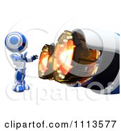 Poster, Art Print Of 3d Ao Maru Robot Warming Up By A Rocket