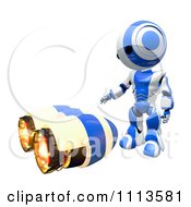 Poster, Art Print Of 3d Ao Maru Robot Standing Over A Jet Pack