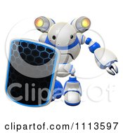 Poster, Art Print Of 3d Rogi Robot Facing With A Shield And Jet Pack 1