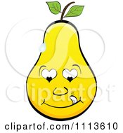 Clipart Yellow Pear Licking Its Lips Royalty Free Vector Illustration