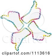 Poster, Art Print Of Circle Of Four Colorful Thumb Up Hands With Grid Patterns