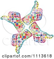 Poster, Art Print Of Circle Of Four National Flag Thumb Up Hands