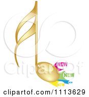 Poster, Art Print Of Gold Music Note With New Labels
