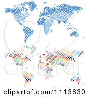 Blue And Colorful Word Collage World Maps
