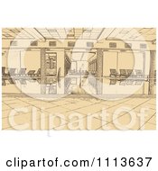 Clipart Sepia Sketched Spa Interior Royalty Free Vector Illustration