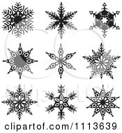 Poster, Art Print Of Black And White Snowflake Icons 1