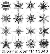 Poster, Art Print Of Black And White Snowflake Icons 2