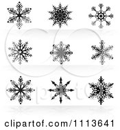 Poster, Art Print Of Black And White Snowflake Icons 3