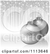 Poster, Art Print Of Silver Christmas Background With 3d Baubles And Streaks