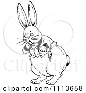 Clipart Vintage Black And White Surprised Rabbit Royalty Free Vector Illustration