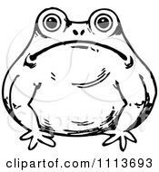 Clipart Vintage Black And White Frog Royalty Free Vector Illustration