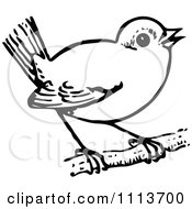 Clipart Vintage Black And White Perched Bird Royalty Free Vector Illustration