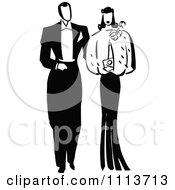 Clipart Retro Black And White Posh Couple Royalty Free Vector Illustration