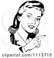 Clipart Black And White Retro Woman Pointing Royalty Free Vector Illustration by Prawny Vintage #COLLC1113715-0178