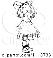 Poster, Art Print Of Vintage Black And White Cute Girl With Her Hands Behind Her Back