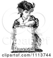 Poster, Art Print Of Vintage Black And White Lady Resting Over A Sign