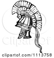 Clipart Vintage Black And White Ancient Armour Helmet 5 Royalty Free Vector Illustration