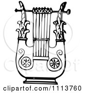 Poster, Art Print Of Vintage Black And White Ancient Lyre Instrument 5
